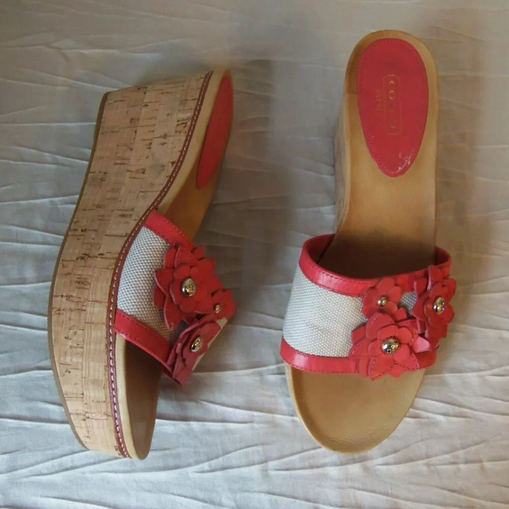 Coach Jesaca Platform Wedge Floral Slides Coras sz 10 - Picture 2 of 16